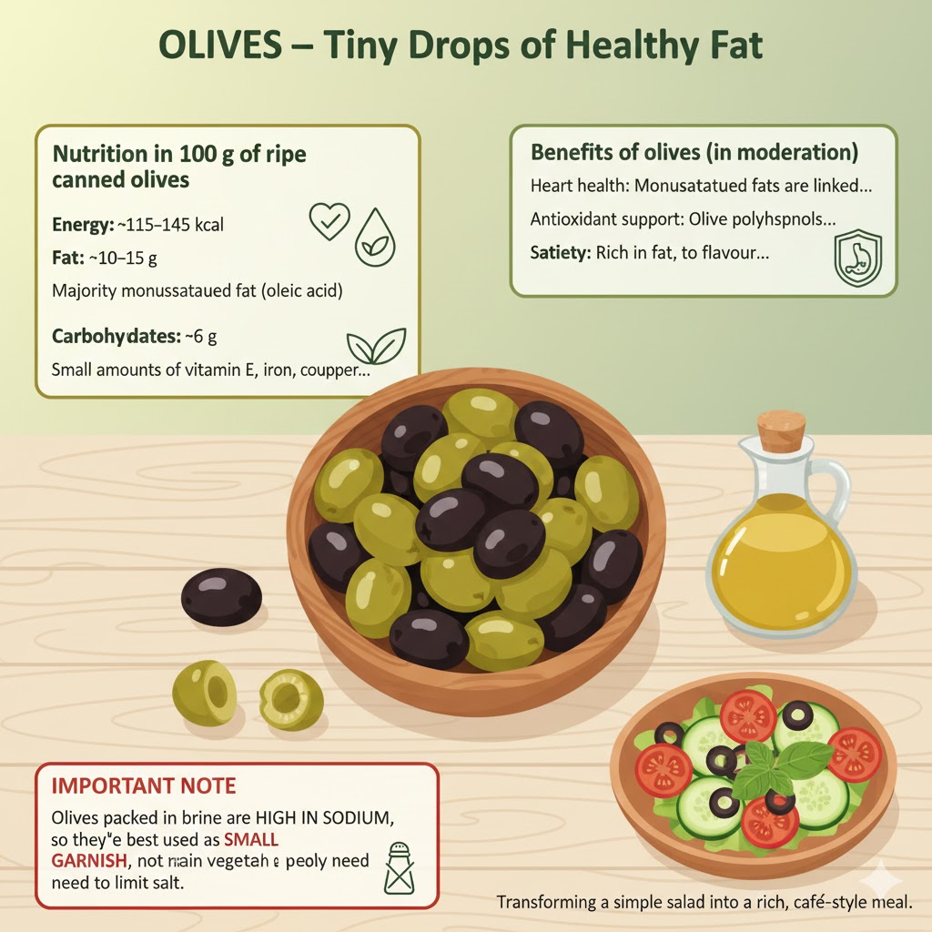 Green and black olives